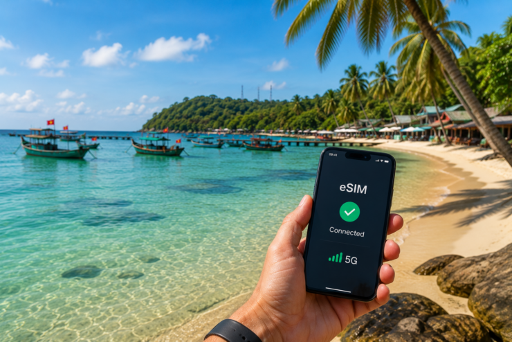 eSIM Vietnam – mobilní internet na Phu Quocu s připojením 5G u tropické pláže